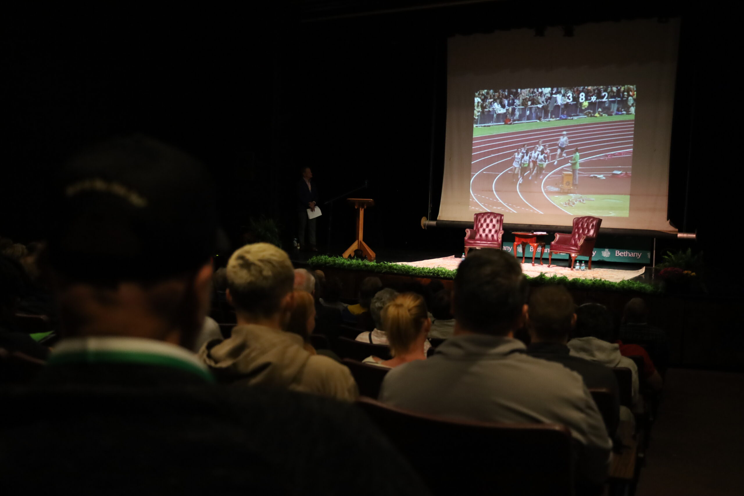 Audience watching Dave Wottle Olympic race