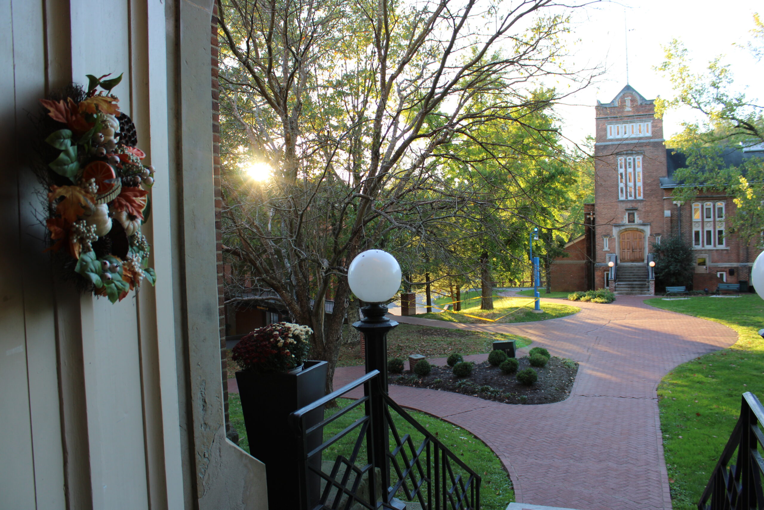 The view of Johnson Arts Center from Old Main stairs